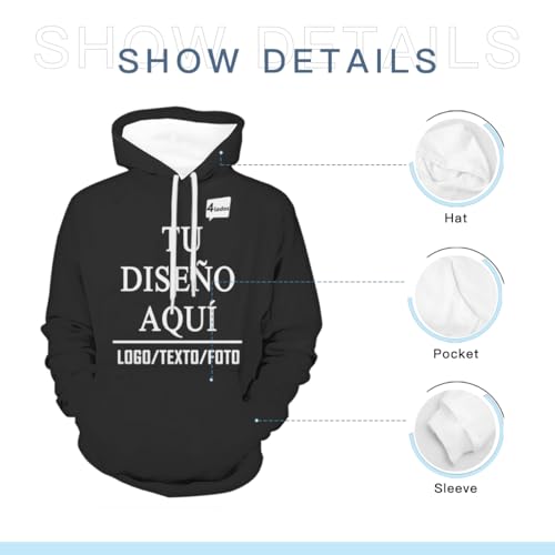 MOSGDBV Sudadera Unisex Personalizada – Agrega Tu Texto/Imagen/Foto Logo Y DiseñA Tu Propia Sudadera O Sudaderas. Personalizado Hoodie con Capucha Divertida, Ideal para Hombres S