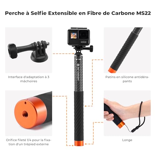 Selfie stick carbone rigide 127cm pour caméras DJI Osmo Action 5Pro - 2