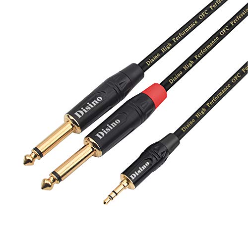 DISINO 1/8 Inch TRS Stereo to Dual 1/4 inch TS Mono Y-Splitter Cable 3.5mm Aux Mini Jack Stereo Breakout Cable Path Cords - 3 feet