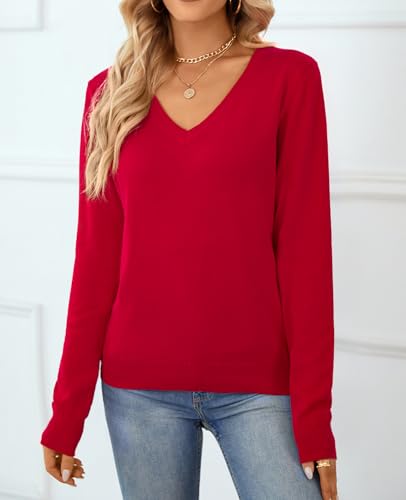 Image of QUALFORT Women's 100% Cotton Sweater, Basic Lightweight Long Sleeve Pullover