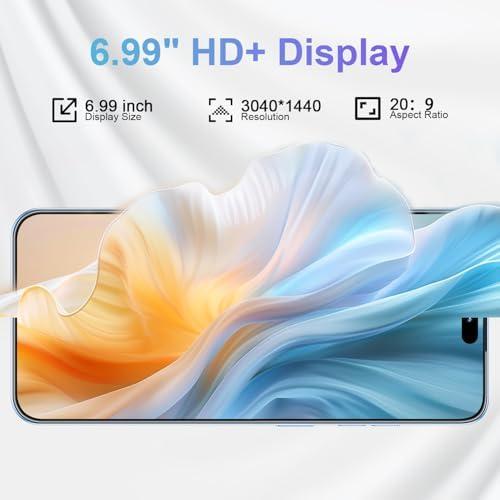 BAOWU 16 Ultra Unlocked Phone, 6.99inch Cell Phone with Android 14 16GB+1TB 7000mAh Long Battery Life, HD Screen Smartphone with Dual SIM, Fingerprint Lock, Face ID, Photos 5G Phone,Blue B - 1