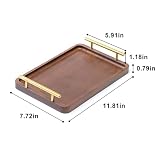 XZHXFX Bamboo Serving Tray with Gold Handles,Small | Food Tray for Breakfast,Coffee Table,Dinner & Bar, Decorative Tray for Kitchen, Bedroom