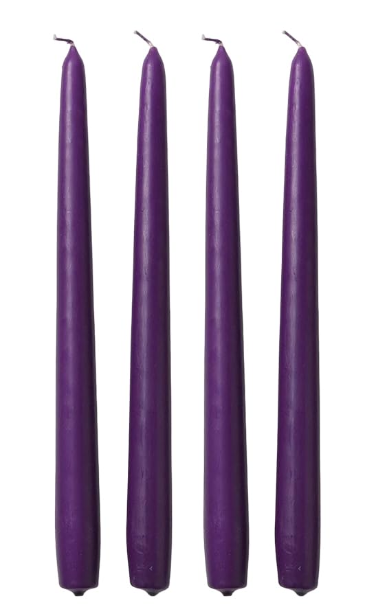 Luces Taper Candles 10 inch (H) Dripless, Set of 4 Purple Scented and Smokeless Candles Long Burning Paraffin Wax with Cotton Wicks for Decoretion-image-49