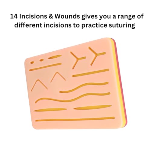 Image of B-Arm Suture Practice Pad for Medical Stitching | Silicone Suture Practice Pad 3 layer (Human skin, Fat, Muscle) | Reusable Medical Student suturing pad compatible for suture kit(Big Size)