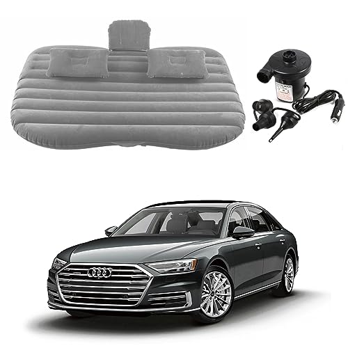 Image of Oshotto Multifunctional Car Travel Bed Mattress with Two Air Pillows, Car Air Pump Compatible with Audi A8 (Grey)