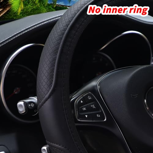 Adunsiaoto Lenkrad Abdeckung Mikrofaser, Heavy Duty Lenkradhülle, Carbon Fiber Auto Lenkrad, Abdeckung Atmungsaktiv Lenkradbezug Faser, Mikrofaser Leder Lenkradhülle Universal Größe(Schwarz)