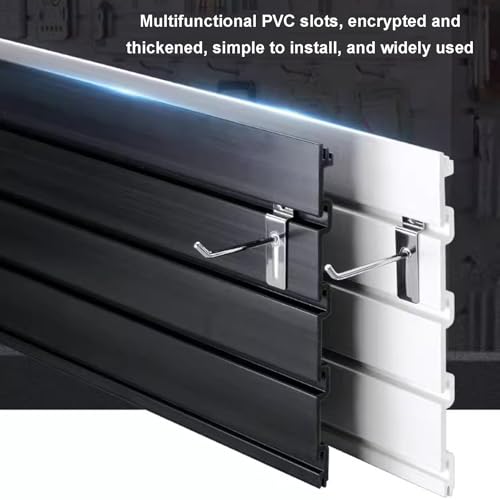 Organizer do paneli Slatwall z 50 haczykami, łączące się panele ścienne do przechowywania, garaż, kuchnia, warsztat, sklep detaliczny, montowany na ścianie, z PCW, 2 szt