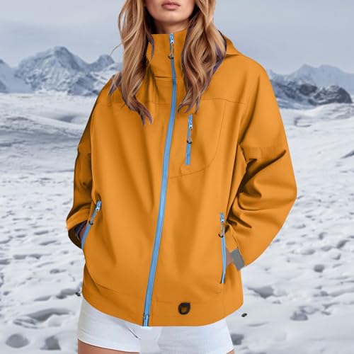 Veste coupe-vent unie pour femmes avec capuche intégrée et fermeture éclair - 3