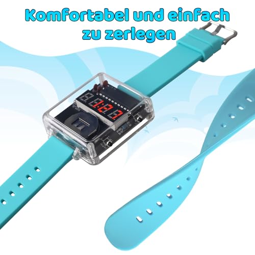 PEMENOL Doe-het-zelf polshorloge, soldeer-oefenset, 4-cijfers, digitaal, uniseks, soldeerpakket met 10 seconden automatische slaapmodus, elektronica, bouwpakket voor beginners, volwassenen - Afbeelding 5