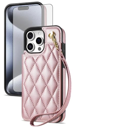 Housse iPhone 15 Pro Max Asuwish finition premium or rose