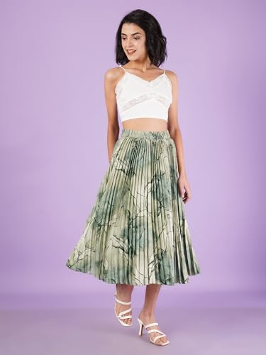 Image of OTABU | Exquisite Marble Elegance A-Line Printed Midi Skirt for Women