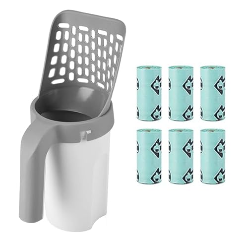 Hsthe Sea 2-in-1 Cat Litter Scoop with Container and Waste Bags