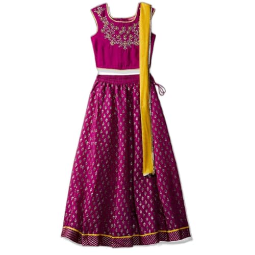Image of BIBA Girls Women Art Silk Readymade Violet Lehenga Set