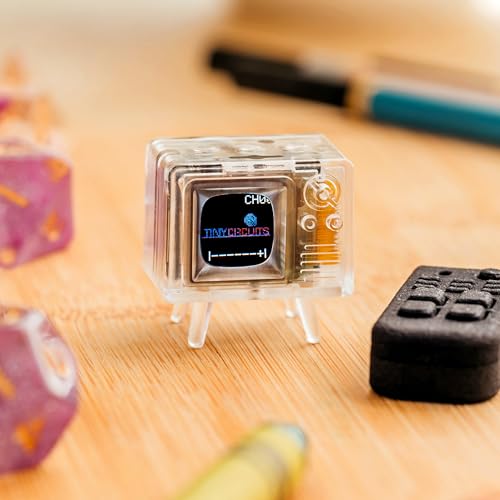 Image of TinyCircuits TinyTV Mini - Ultra-Mini Classic TV, Preloaded & Uploadable Videos, USB-C Rechargeable, 0.6″ OLED Display (Clear)