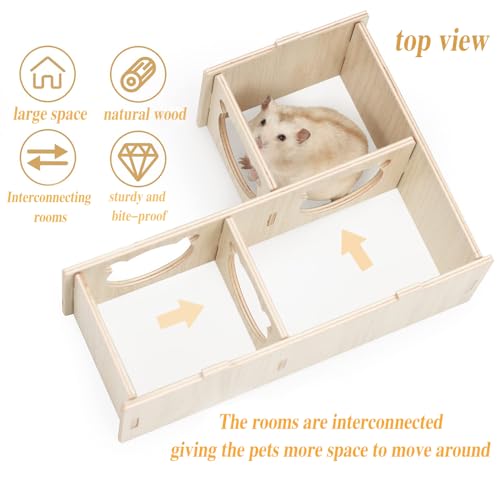 RHQFDM Hamster Corner House Wooden Hamster House Hamster Wooden House Cage Hamster Hide Corner Floor Nesting Habitat for Gerbils Chinchilla Guinea Pig Small Animals - Image 2