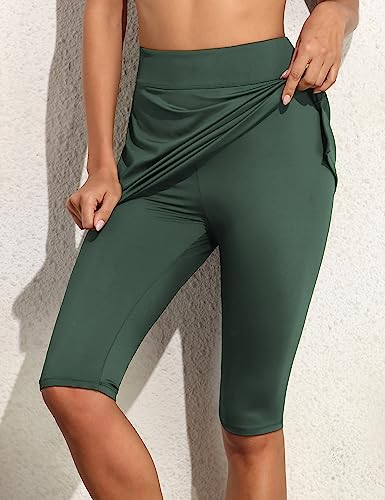 Septangle Women Skirted Swim Capris UPF 50+ Sport Leggings Swim Capri with Attach Skirt Athletic Skort Swimsuit Bottom4
