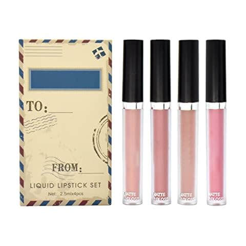 Katutude 4Pcs Lip Gloss Set, Matte Lipsticks Long Lasting Waterproof Lipgloss Pigmented Lipstick Halloween Makeup Gift Set for Women Girls Cover