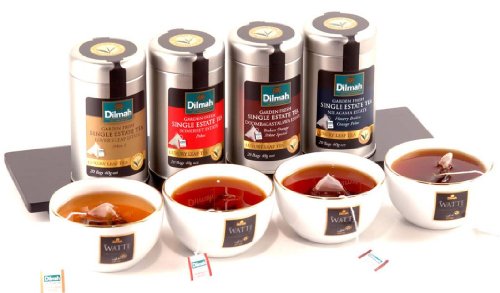 Dilmah, Single Estate Elevation Teas, Set Of All Four Elevations, Low Grown 800 Ft To High Grown 5700 Ft, Single Origin Pure Ceylon, 20 Luxury Leaf Bags In Designer Tin Caddy, Biodegradable Sachets, (Pack Of 4) #TOP1