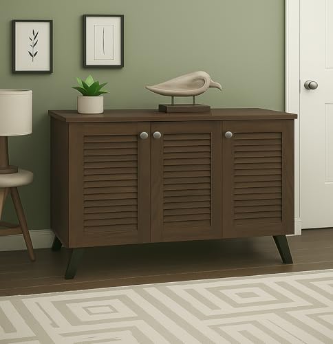 EXVITO Modern Wooden 6-Tier Shoe Cabinet with Doors – Entryway Shoe Storage Organizer Rack, Multi-Shelf Shoe Rack Cabinet for Hallway, Living Room, Entryway, Shoe Organizer Storage - Brown