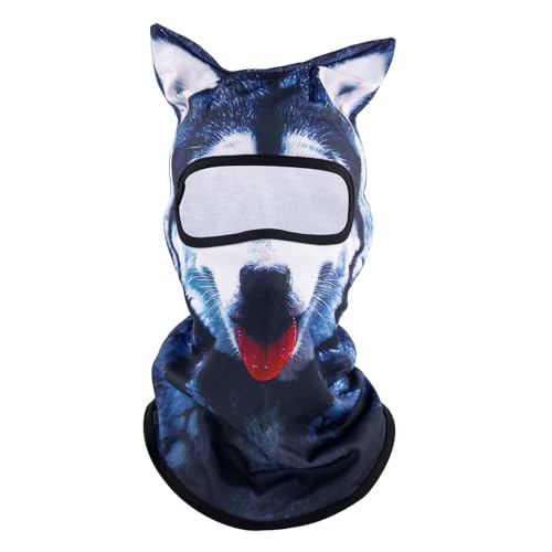 3D Husky Ski Balaclava Face Mask, Breathable Animal Ski Mask Funny Dog Sun Protection Full Face Cover Accessories for Motorcycle Cycling Music Festivals Raves Outdoor Activities Colorful