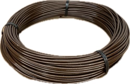 1/16” Diameter Galvanized Steel Cable Coated to 3/32” Diameter, Dark Brown Vinyl Coated Cable, Breaking Strength 480 lb: 50, 100, 250, 500 and 1000 ft Lengths (Dark Brown, 100 ft Coil)