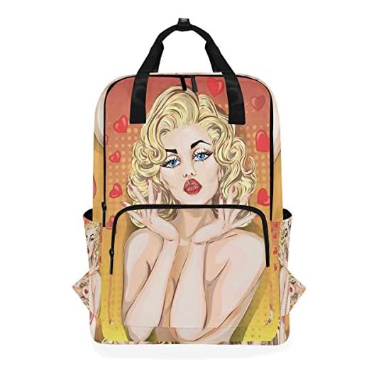 ZOMOY Mochilas,Retrato de Mujer Sexy Pinup de San Valentín,Nuevo portátil Informal Ligero Mochila de Lona Colegio Viaje Bolsa de Hombro Camping Escalada Senderismo Bolsas