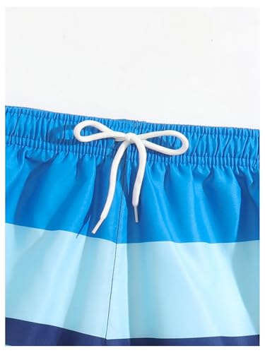 Floerns Boy's Swim Trunks Colorblock Drawstring Waist Quick Dry Straight Leg Beach Shorts3
