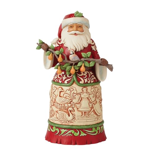 Enesco Jim Shore Heartwood Creek Worldwide Event Twelve Days of Christmas Santa Holding Pear Tree Branch Figurine, 9.33 Inch, Multicolor