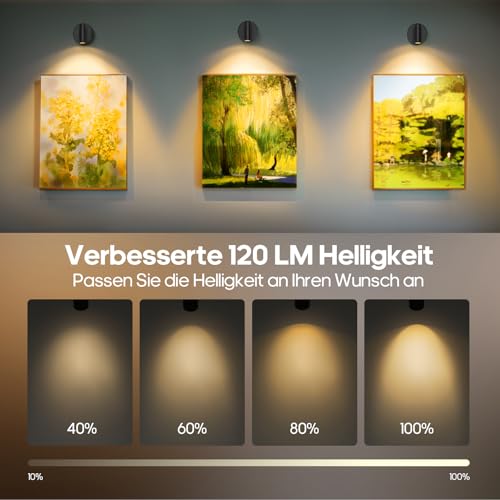 GOODEA Kabellose Spotlight, Aufladbare Wandleuchte Innen Akku bis zu 30Tage – Ansicht 5