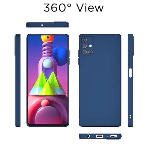 Image of Outlouders Back Cover for Samsung Galaxy M51 | Camera Protection | Durable Soft Matte Silicone Bumper Case (Blue)