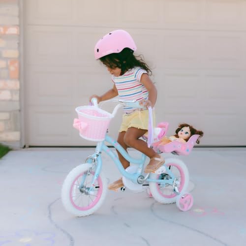 Image of Glerc Petal Girls Bike 12-18 Inch for Ages 2-9, Kids Bike with Training Wheels, Basket & Streamers, Princess Style Kids Bicycle, for Girls