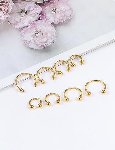 16G Surgical Steel Nose Septum Horseshoe Hoop Earring Eyebrow Tragus Helix Lip Rings Piercing Jewelry3