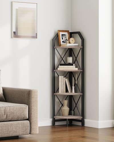 CHOEZON 4-Tier Corner Shelf, Industrial Corner Bookshelf, 47.6