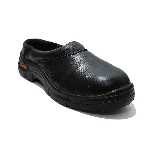 Image of Kitchen Chef Clogs Shoes Male with Genuine Leather Upper Steel Toe and Anti Kid PU Sole with Injection molding