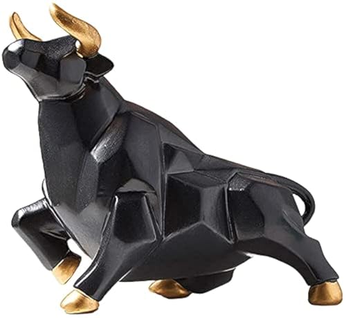 Estatua decorativa toro abstracto en resina negro miniatura 2