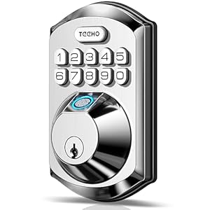 TEEHO TE002 Fingerprint Door Lock – Keyless Entry Door Lock – Electronic Keypad Deadbolt Lock – Smart Locks for Front Door – Door Lock with Code – Auto Lock – Easy Installation – Satin Nickel