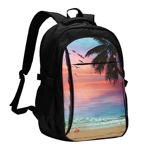 Sac à dos ordinateur portable avec port USB au motif tournesol pour le camping