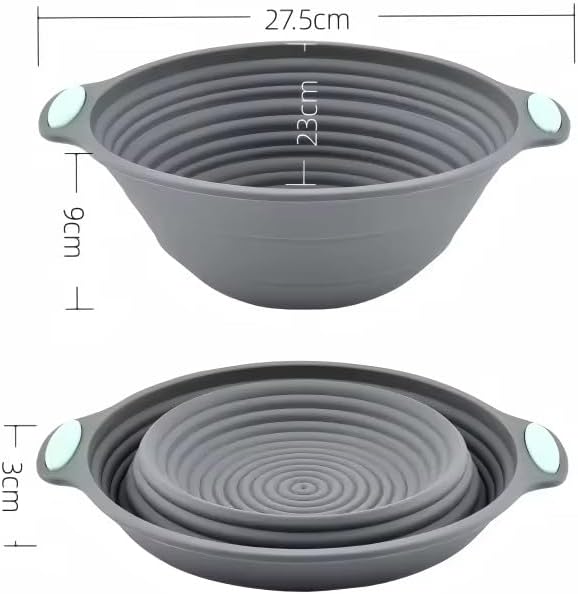 Silicone Bread Proofing Basket, Foldable Sourdough Baking Bowl Reusable Handmade Bread Making Supplies for Bakers (Round)