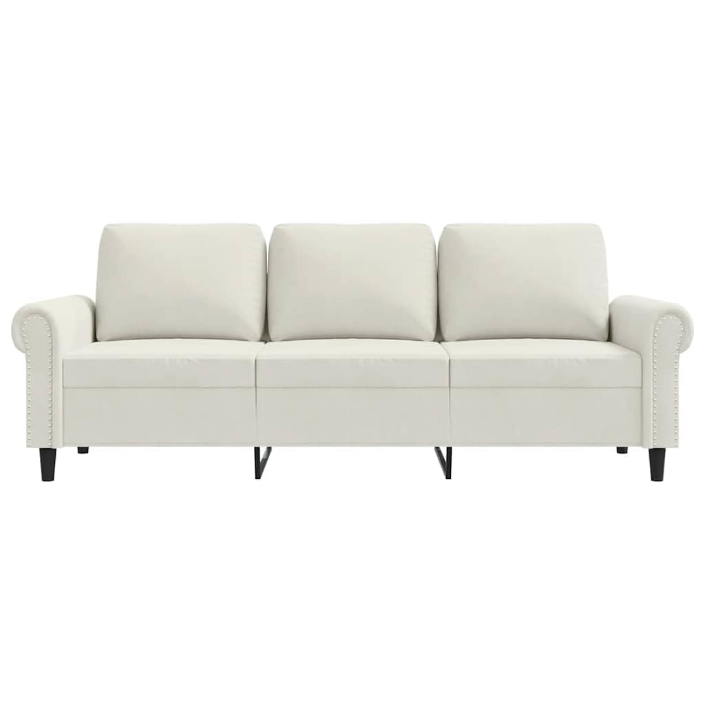 vidaXL Divano a 3 Posti Crema 180 cm in Velluto
