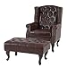 Produktbild Mendler Sessel Relaxsessel Clubsessel Ohrensessel Chesterfield, Kunstleder - antik-braun mit Ottomane