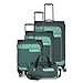 Travelite 4-Rad Koffer Set Weichschale aus recyceltem Material, Größen L/M/S + Reisetasche, Gepäck Serie VIIA: Trolley Set mit Handgepäck im IATA Bordgepäck Maß