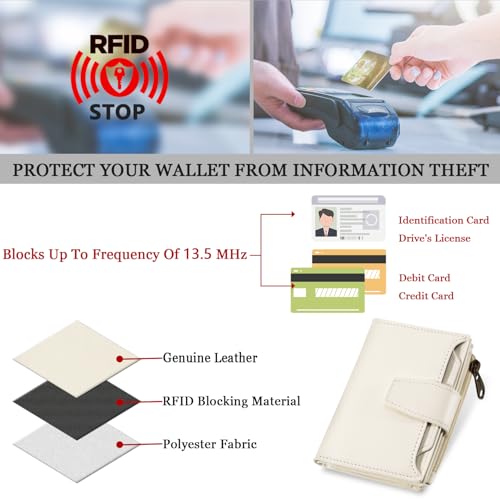 Image of Airkit Small Wallet Women RFID Blocking Soft Leather Bifold Compact Card Holder Wallet for Women with Zipper Coin Pocket 4 ID Window