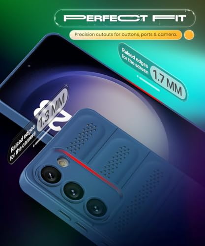 Image of WOW IMAGINE Ultimate Silicone Back Cover Case for Samsung Galaxy S23 5G | Heat Dissipation Thin Soft TPU | 360 Camera Protection | Breathable Cooling Holes - Deep Blue