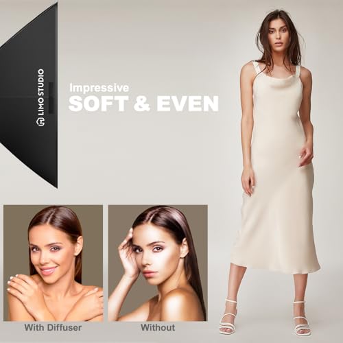 LimoStudio (LED Super Bright) 1600W Output Remote Control, 20 x 28 inch Softbox Continuous Lighting Kit, 3000K-6500K Adjustable Color Temperature, 7600 Lumen, 95>CRI, Soft Box Light Diffuser, AGG3431