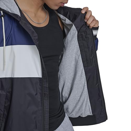 Champion Men's Retro Hooded Rain Jacket, Black/White/Indigo, Medium - image 3