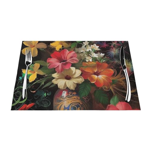 Sets de table résistants à la chaleur au tissage floral haut de gamme - 7