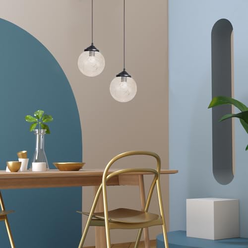 Image of UKCOCO Round Sphere Glass Globes for Light Fixtures Replacement Clear Bubble Glass Globe Lampshade Covers for Pendant Light Chandelier Wall Sconce 65-70mm Gold