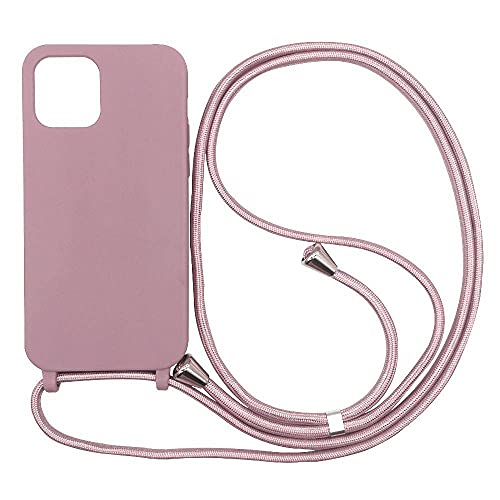 Ququcheng Kompatibel mit iPhone 13 Mini(5.4) Hülle Handykette Hülle Silikon Seil Necklace Handyhülle mit Kordel Tasche TPU Bumper Schutzhülle für iPhone 13 Mini(5.4)-Rosa Gold
