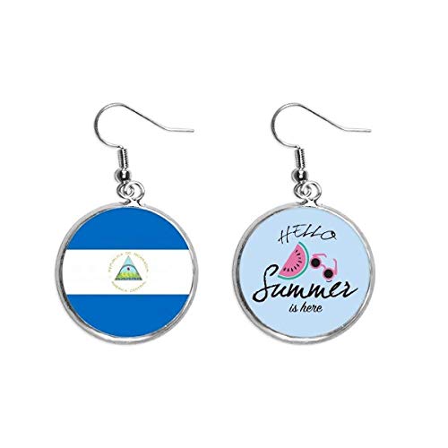 Pendientes de sandía de Nicaragua joyería veraniega con bandera para el lóbulo