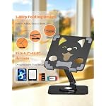 Aoviho Adjustable Tablet Stand, 360° Rotating Aluminum Holder, Black - Image 2